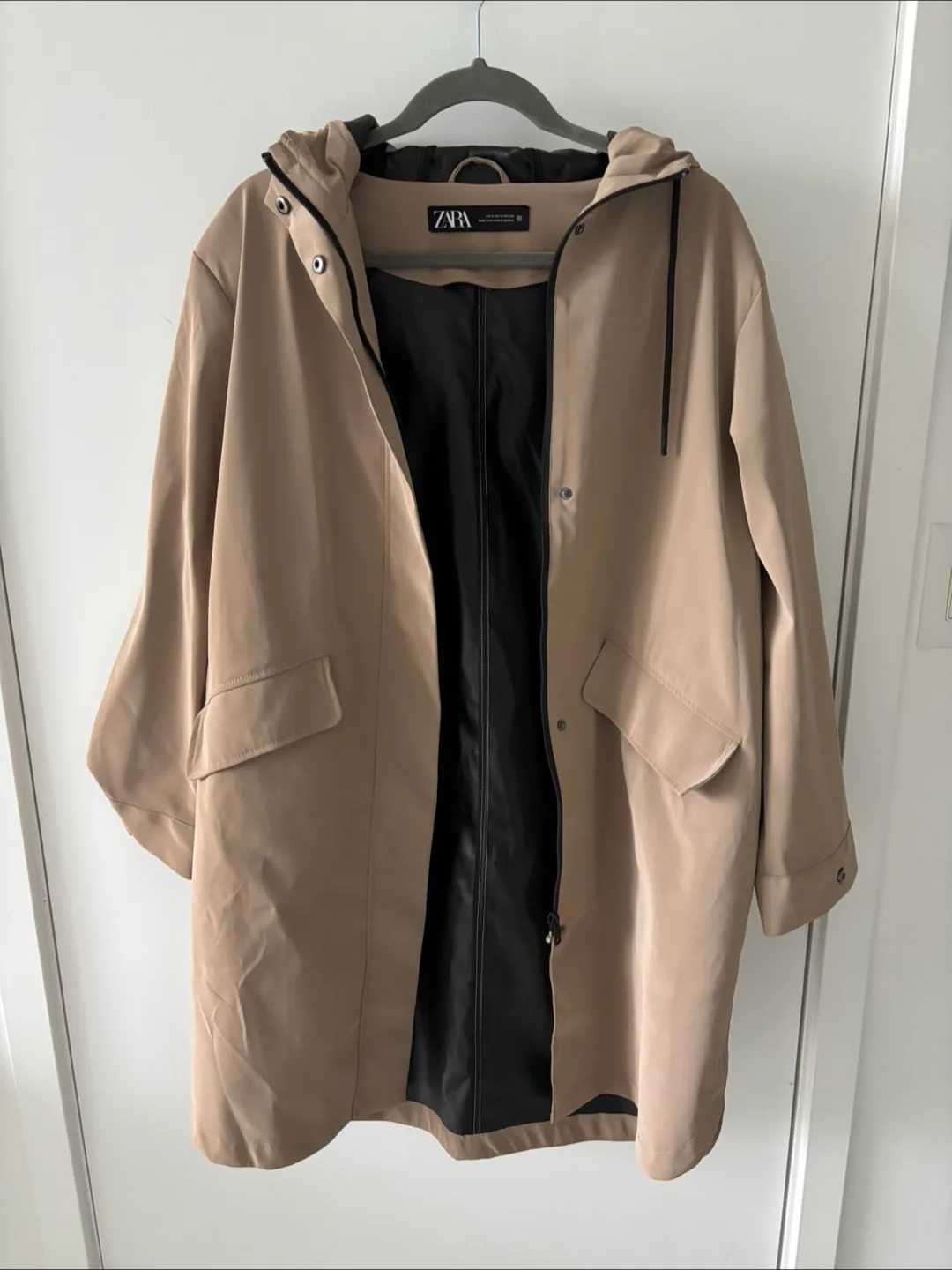 Zara Beige Hooded rain Jacket thumbnail