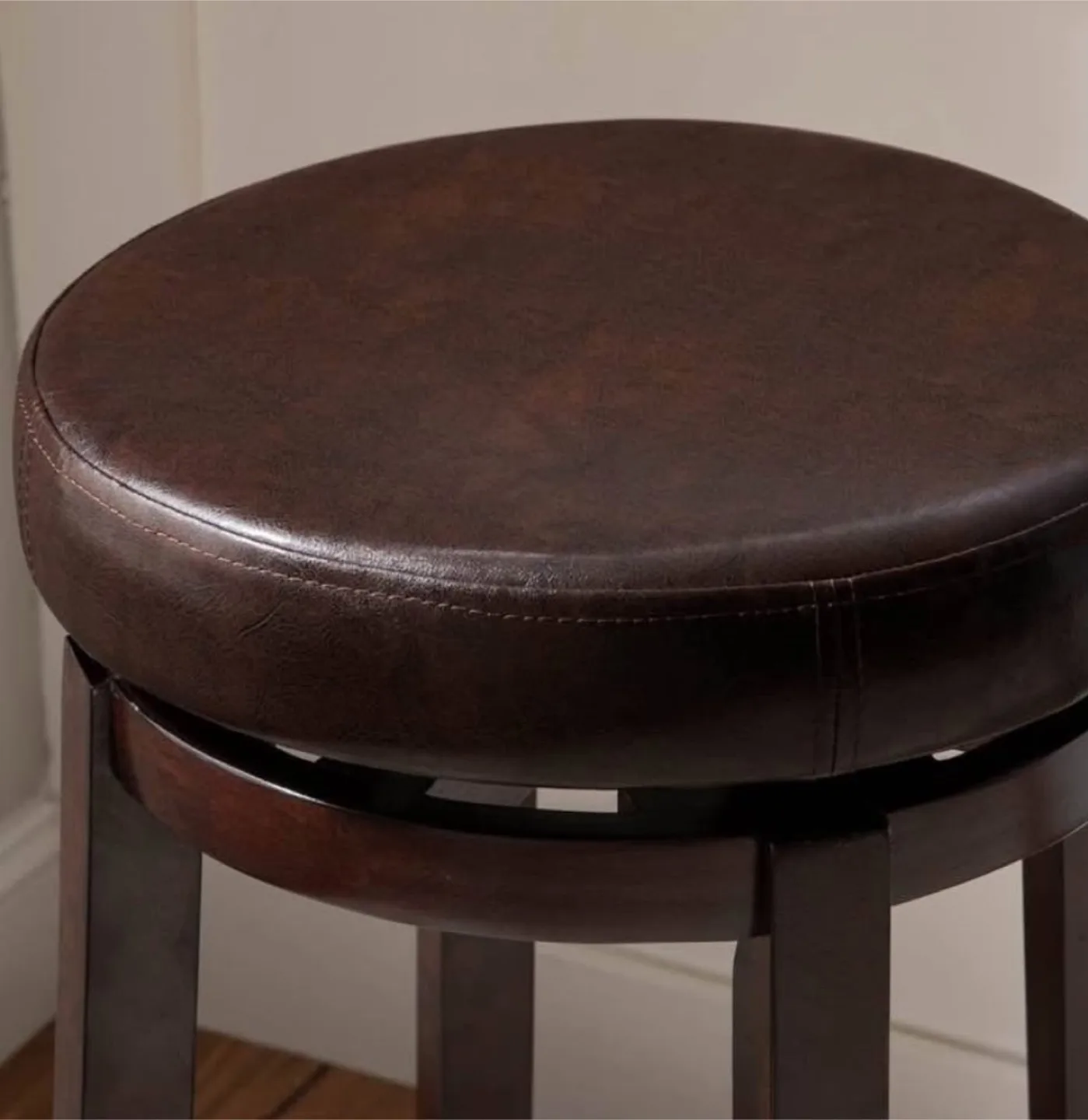 Linon Maya Swivel Bar Stool - Brown Faux Leather thumbnail