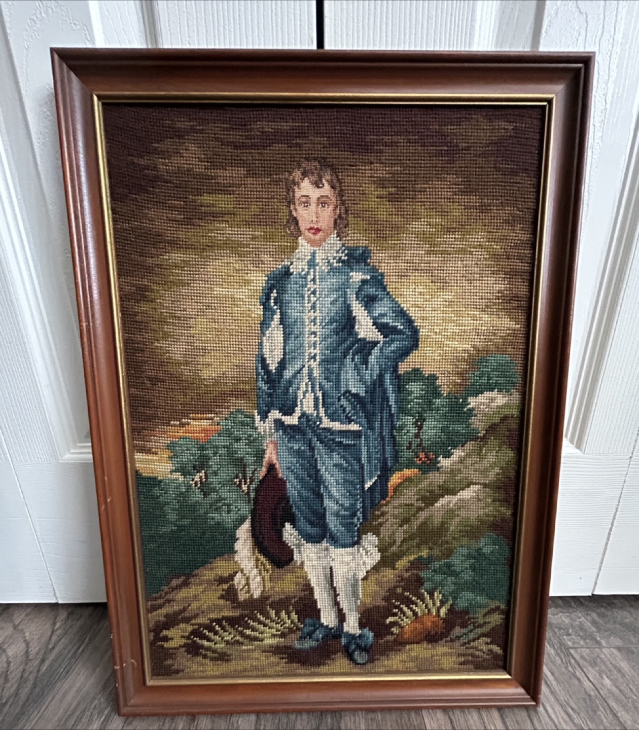 Vintage Needlepoint Tapestry of “BLUE BOY”