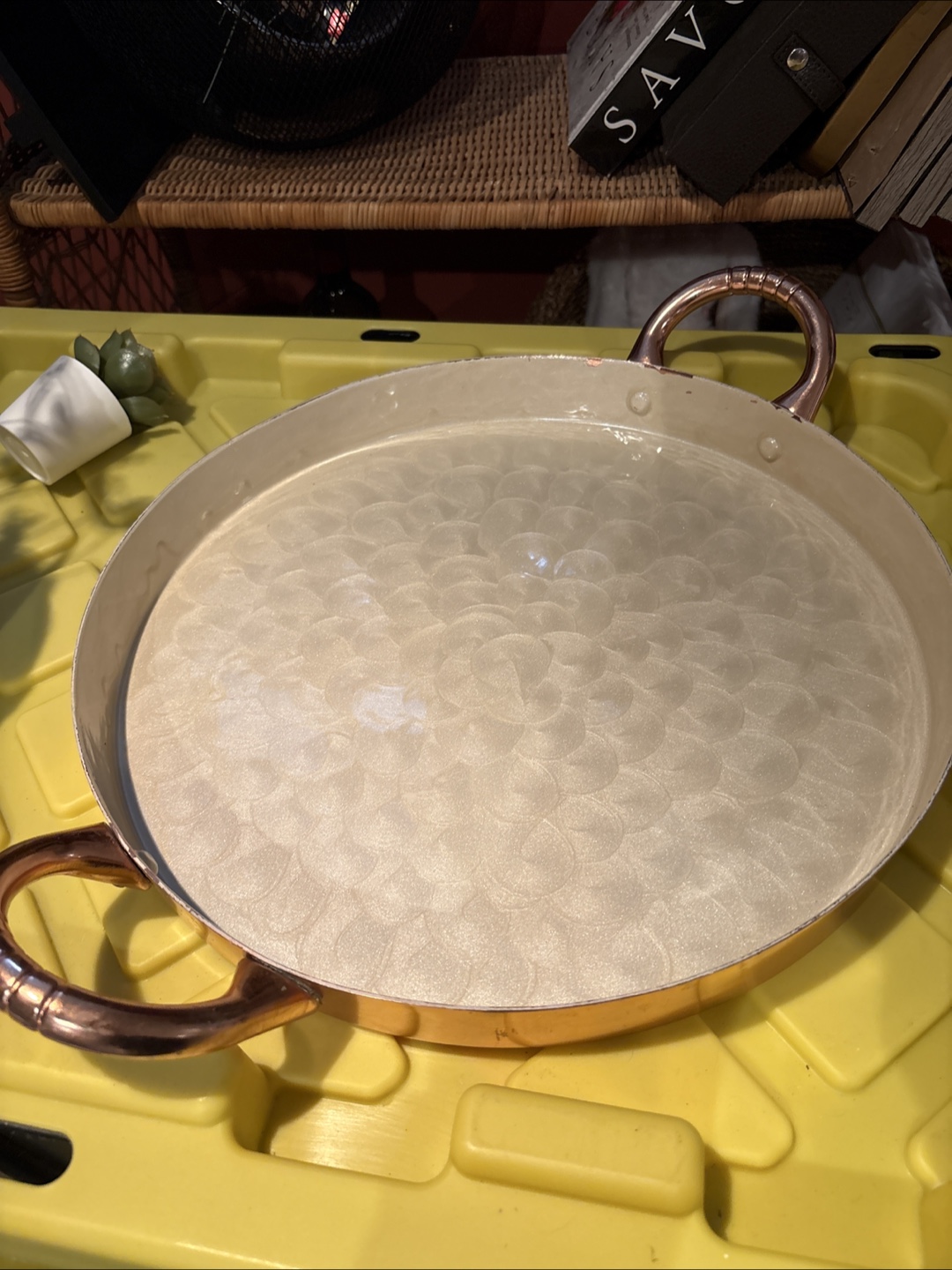Large Copper Serving Tray with Handles