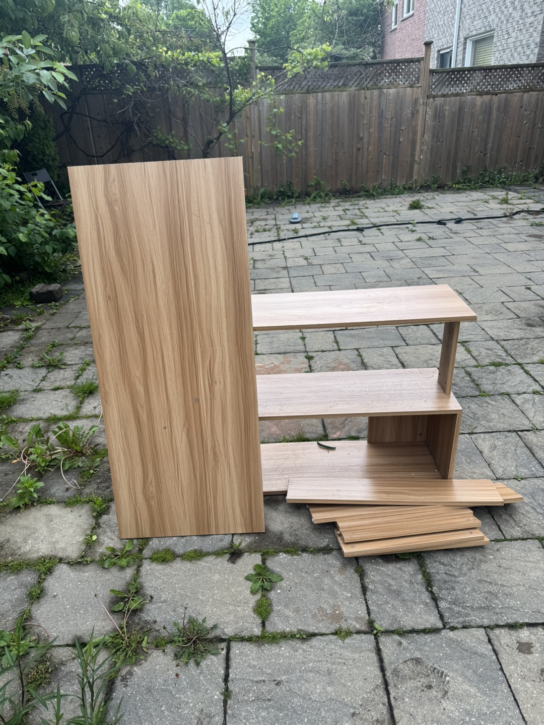 Disassembled Wooden Shelving Unit