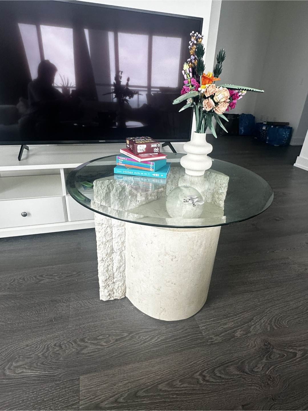 Unique Stone and Glass Coffee Table