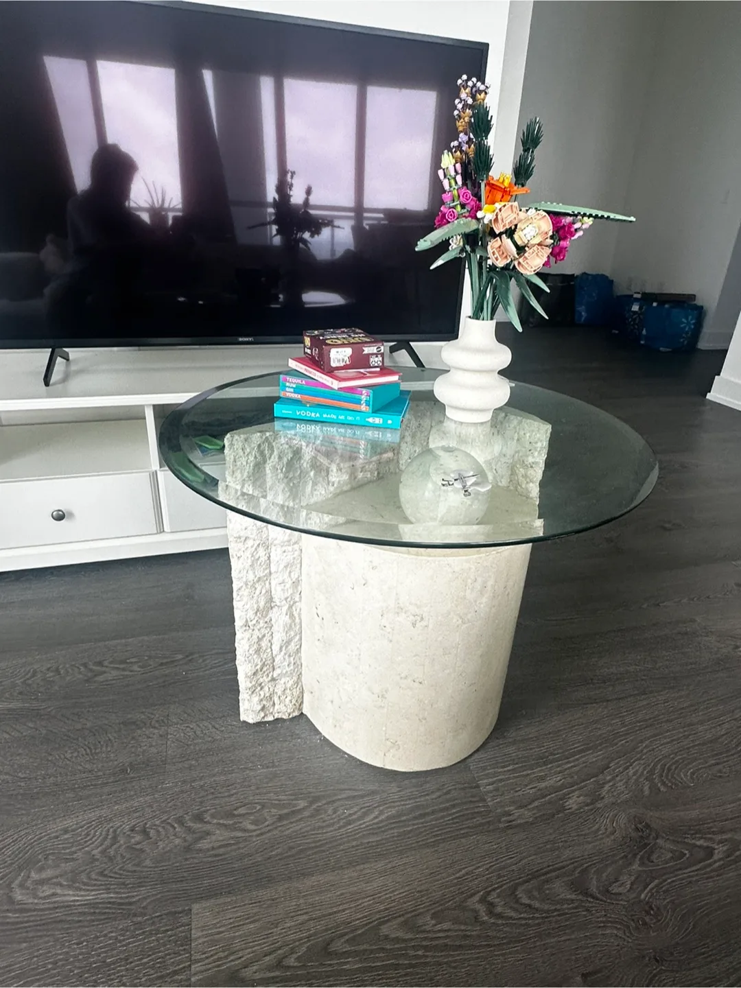 Unique Stone and Glass Coffee Table thumbnail