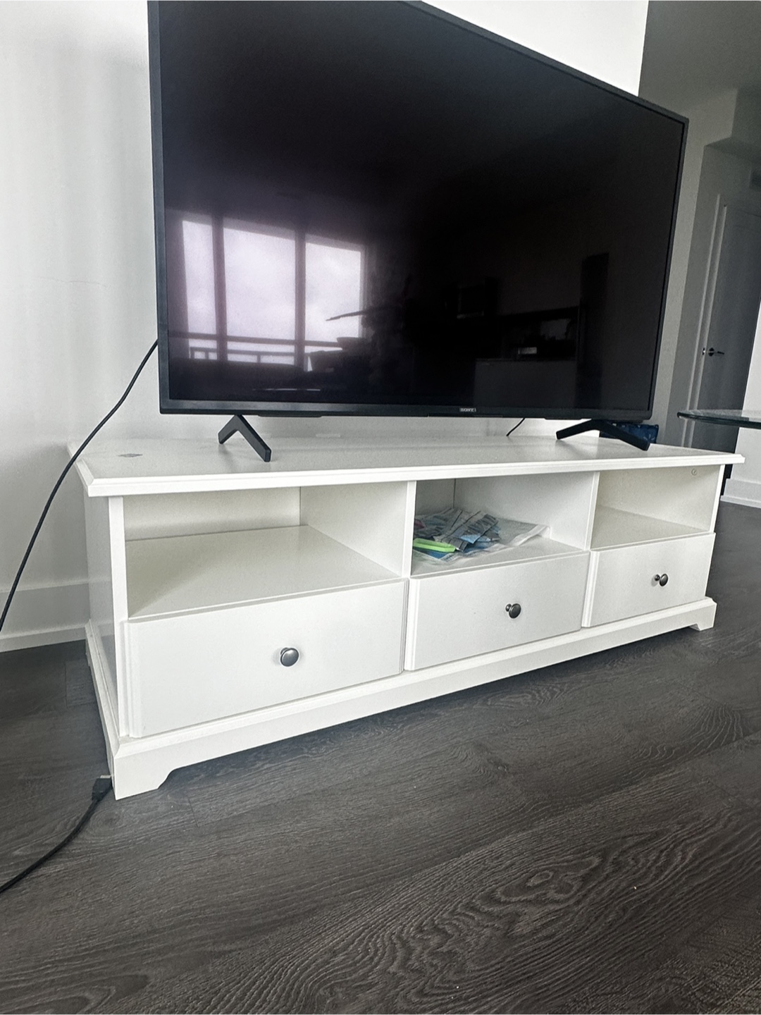 White TV Stand with Drawers - photo 2