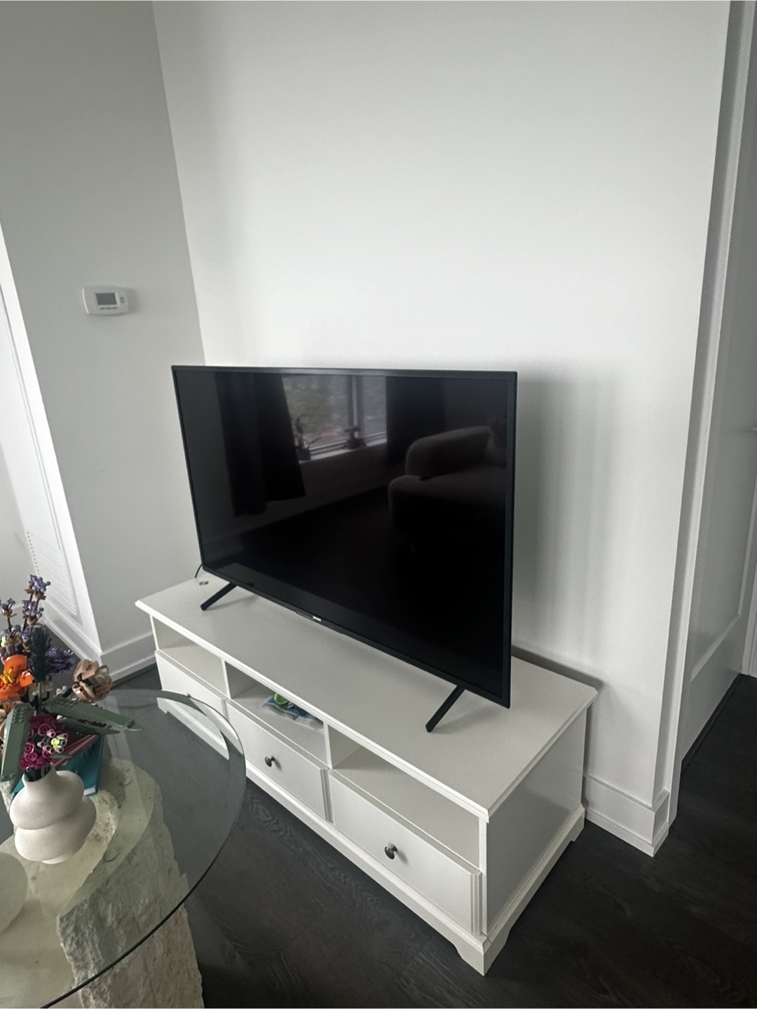 White TV Stand with Drawers