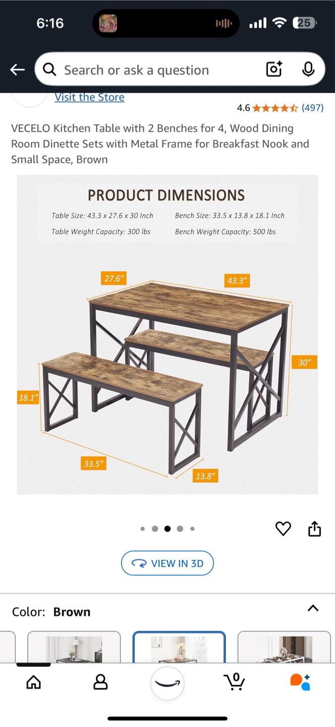 VECELO Kitchen Table with 2 Benches - photo 5