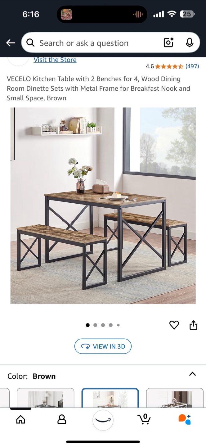 VECELO Kitchen Table with 2 Benches - photo 4