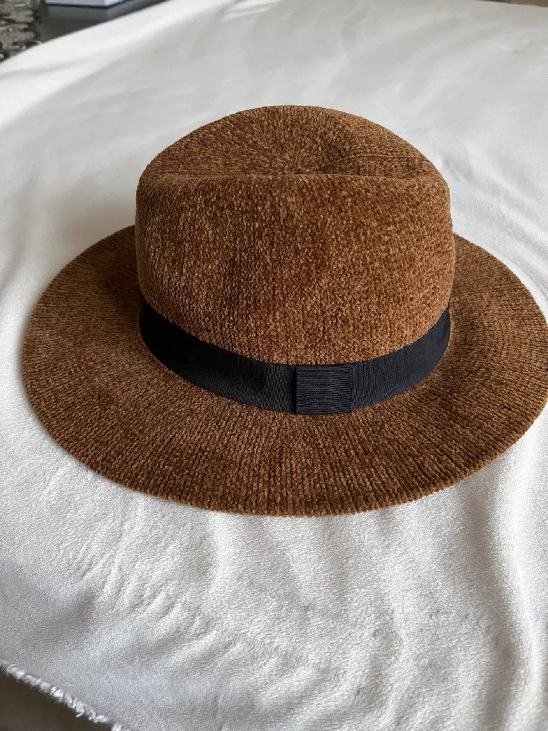 Brown corduroy fedora hat thumbnail