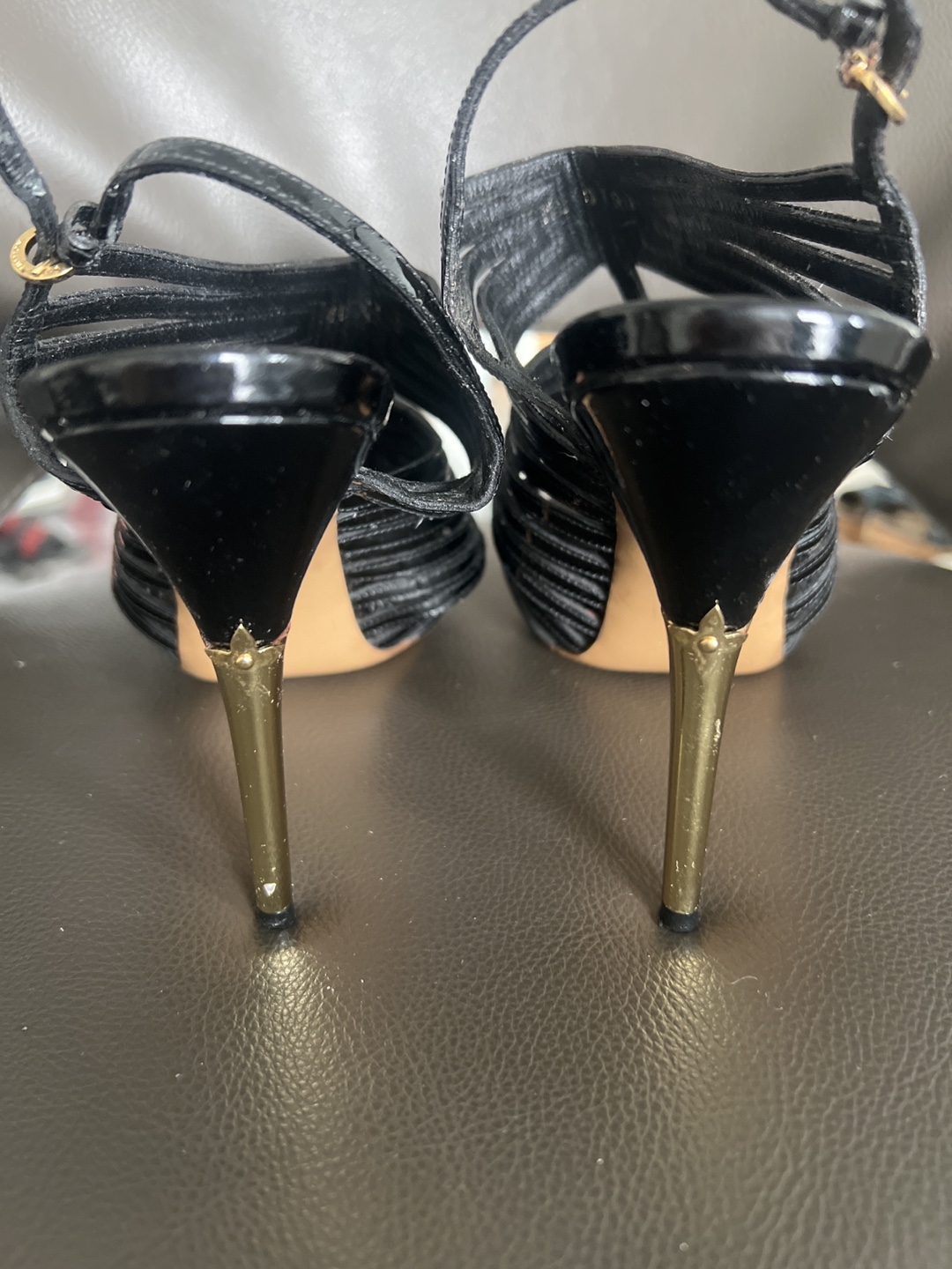 Louis Vuitton Black Patent Leather Sandals - photo 3