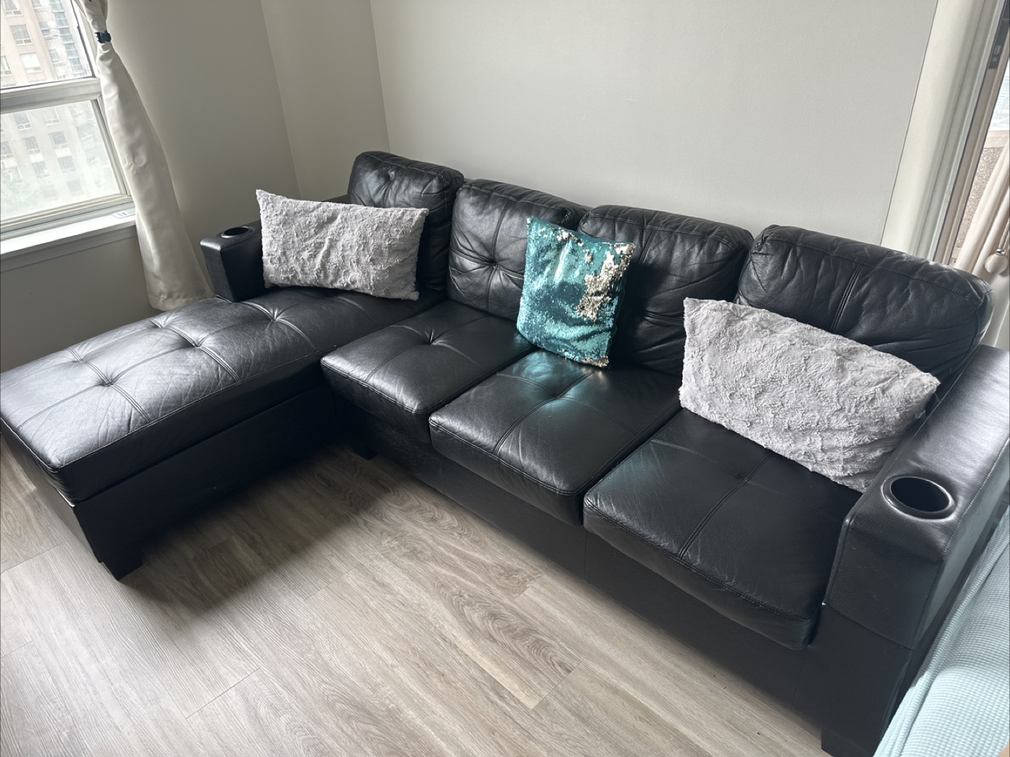 Black Leather Sectional Sofa