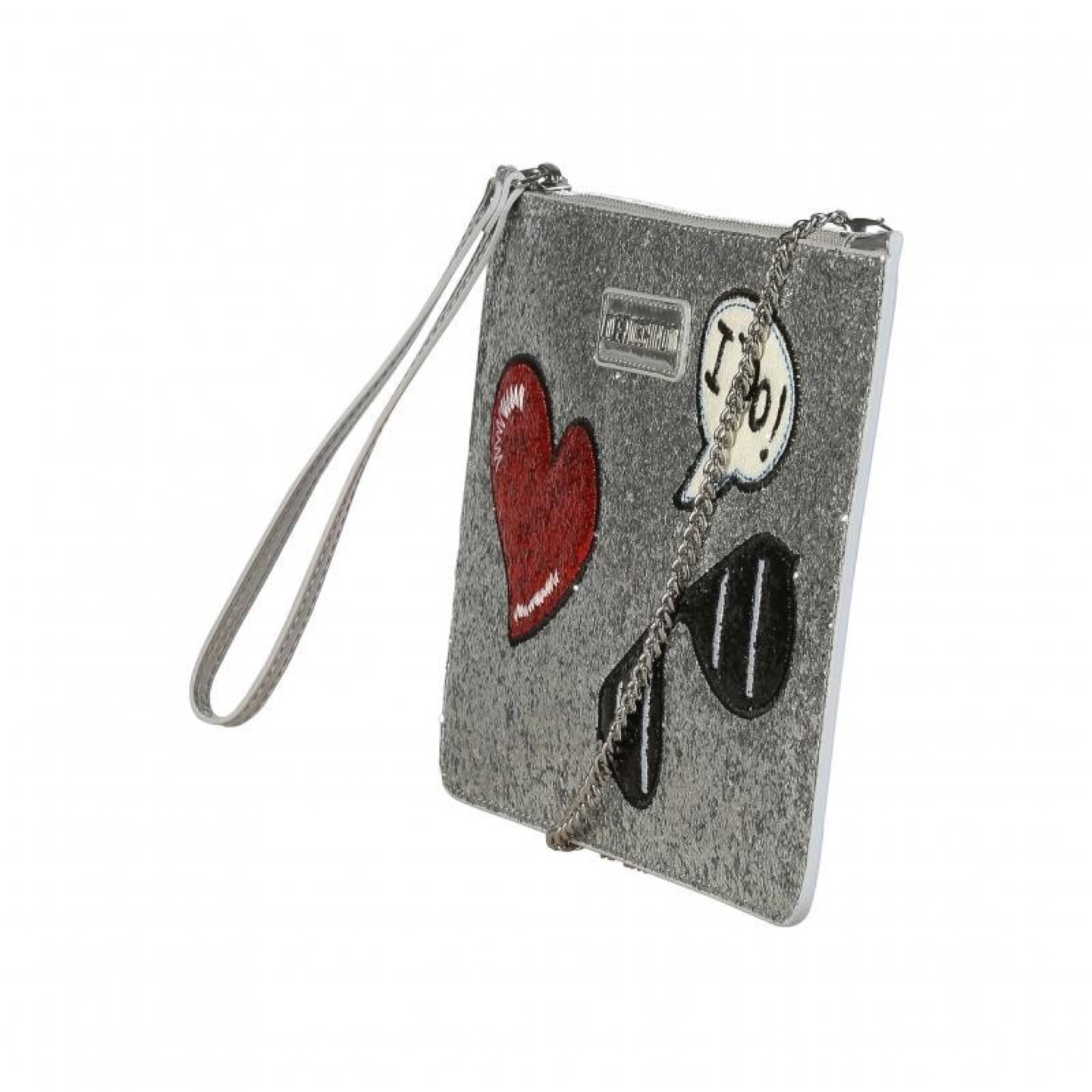 Silver Glitter Clutch with Patches -  Unique Wedding Accessory! - photo 2