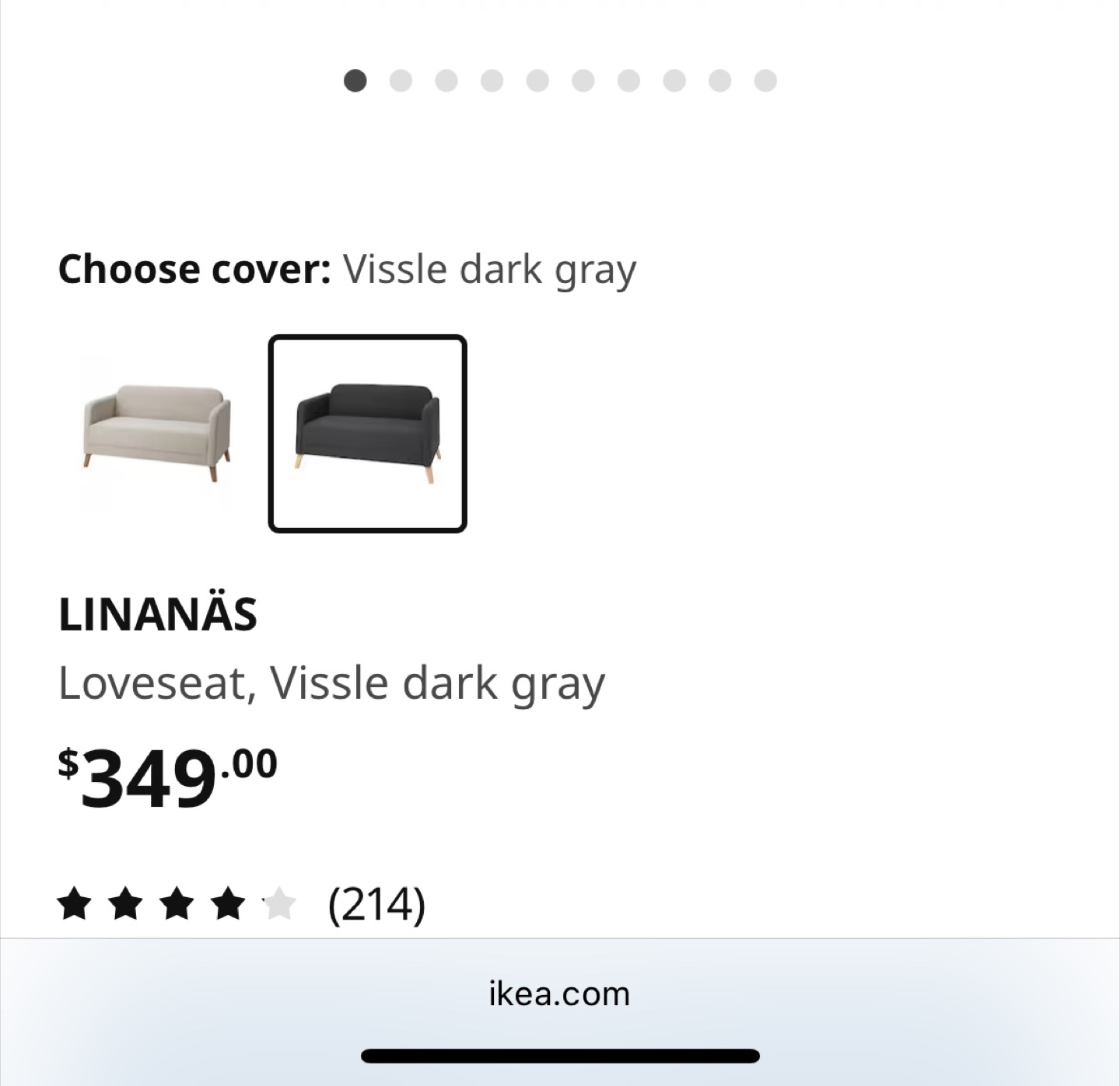 IKEA LINANÄS Loveseat - Dark Gray - photo 2