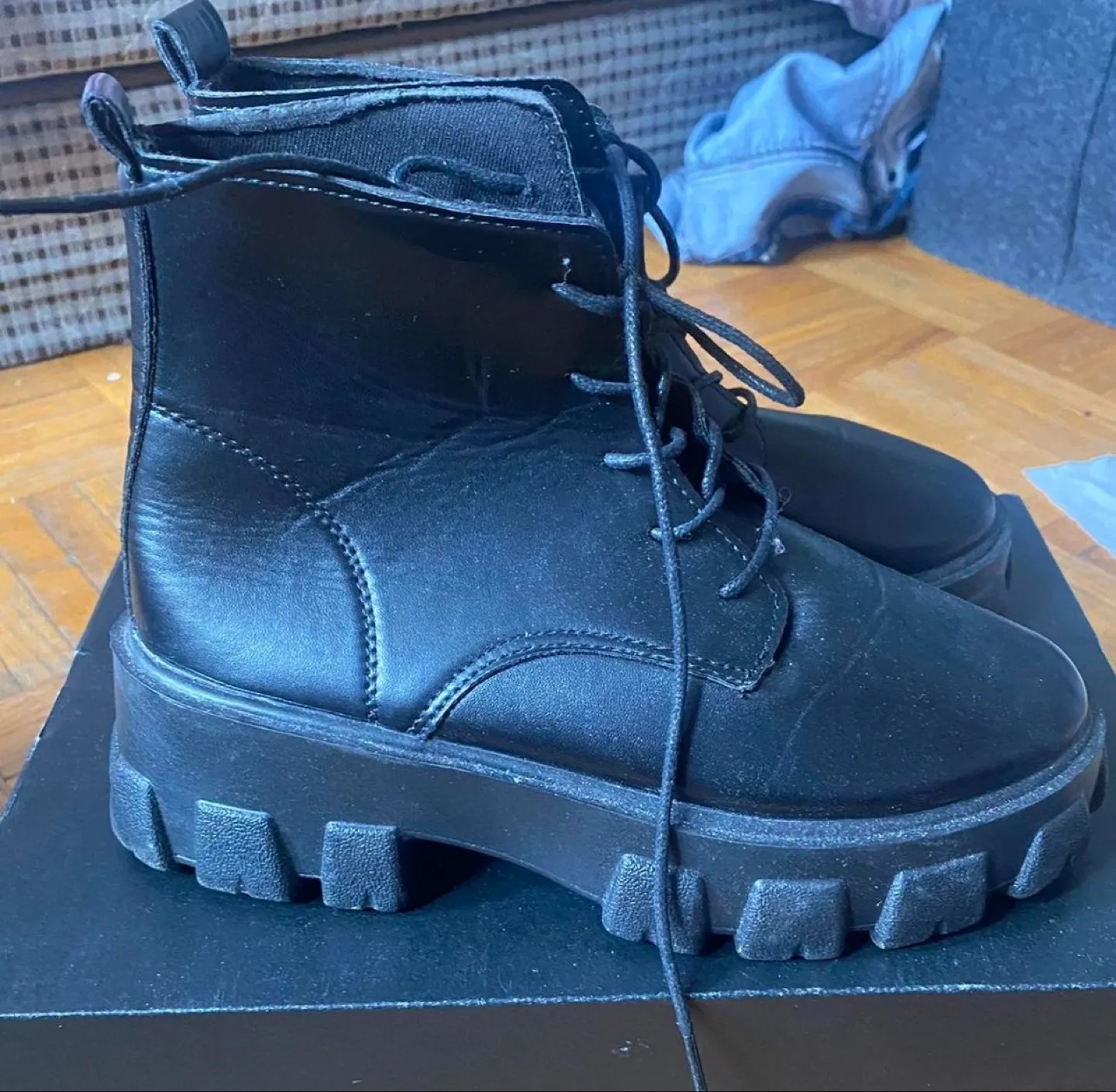 Black Lace-Up Platform Boots image indicator(3)