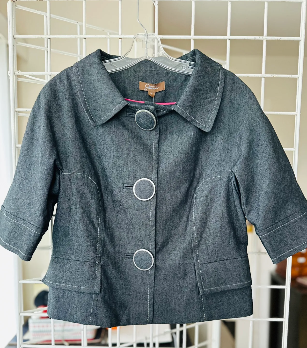 Jessica Howard Women's Size 12 Dark Grey Denim Jacket thumbnail