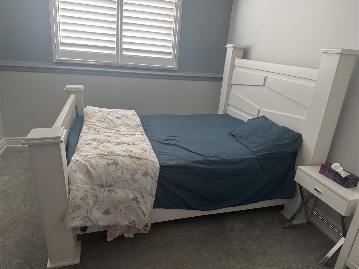 White double Bed Frame + Mattress