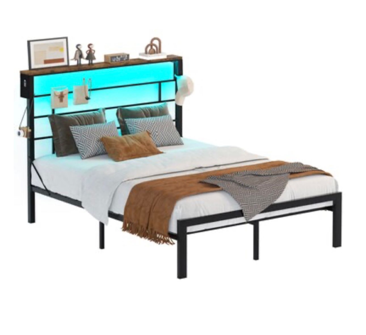 Full Size Bed Frame with LED Headboard