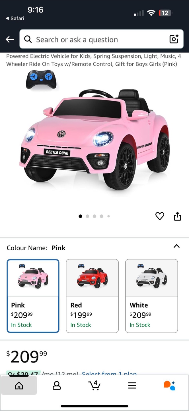 Pink Beetle Dune Ride On Toy