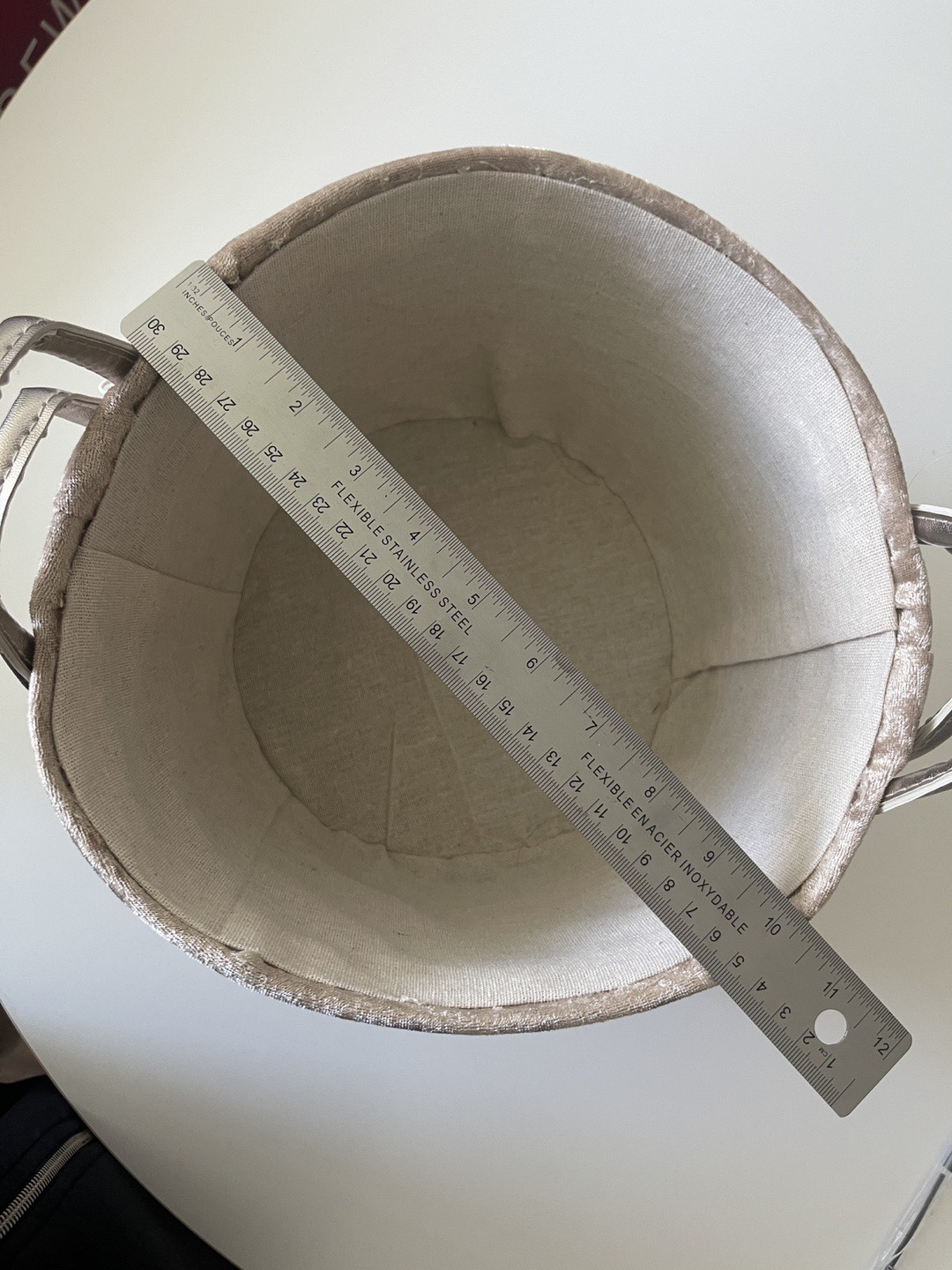 Set of Two Beige Velvet Storage Baskets - photo 5