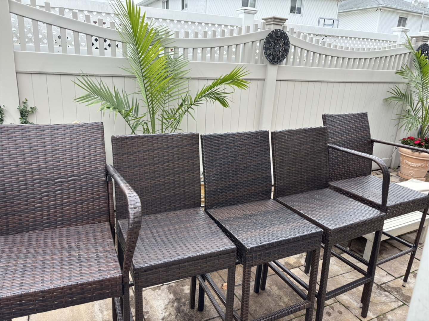 Set of 5 Wicker Bar Stools