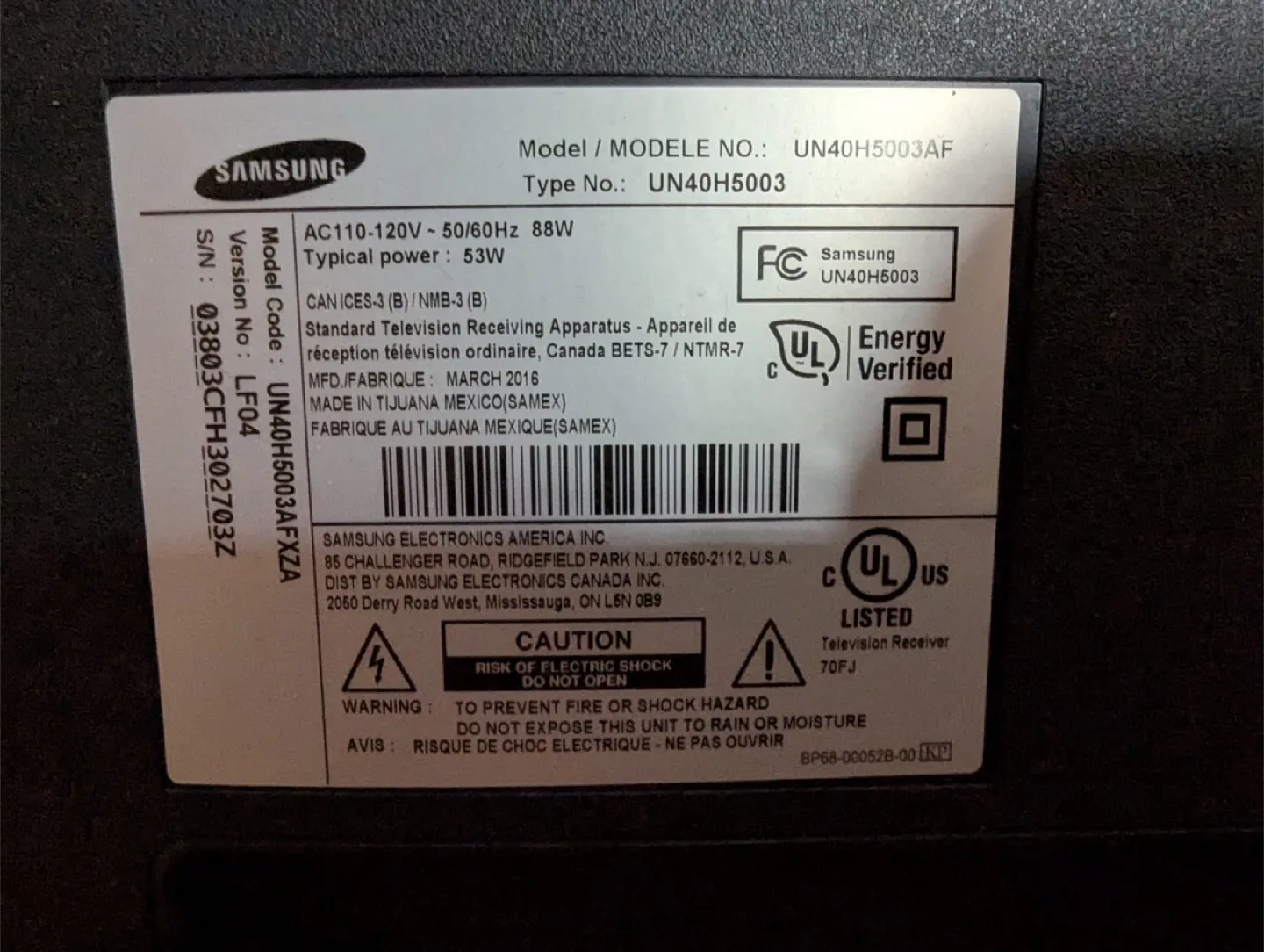 Samsung 40” LED 1080p TV image indicator(2)