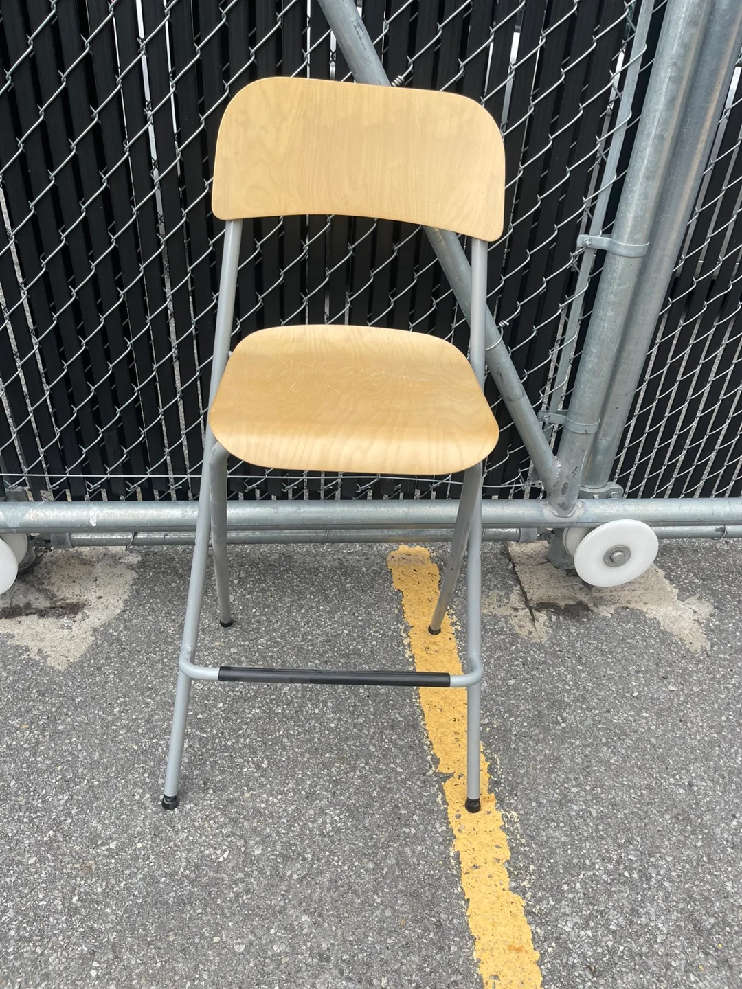 Folding stool with wood seat thumbnail