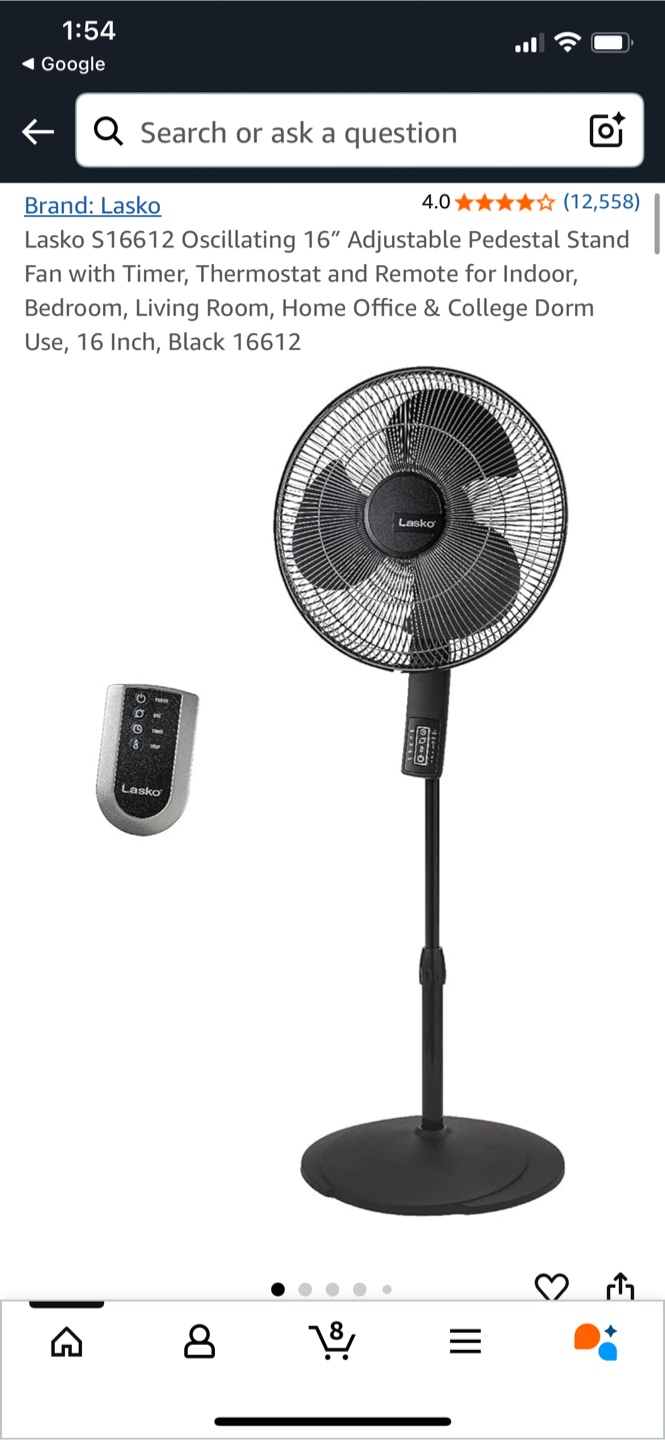 Lasko Adjustable Pedestal  Fan