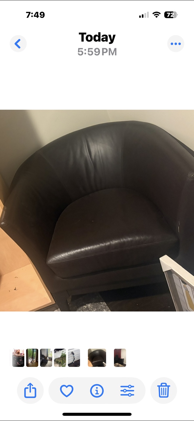 Dark Brown Leather Barrel Chair