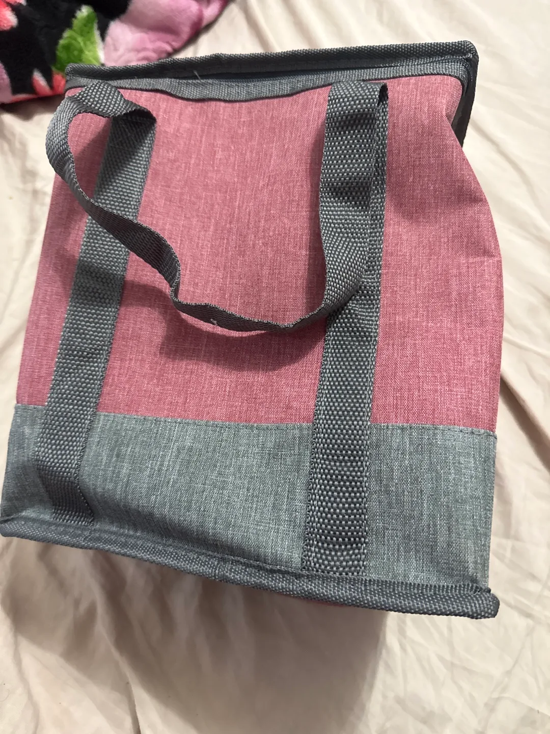 Pink and Grey Insulated Tote Bag thumbnail