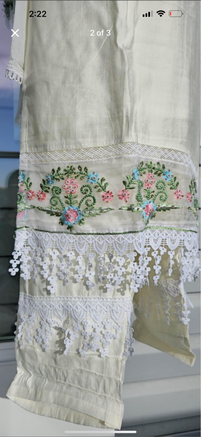 Embroidered cream-coloured kurta set - photo 2