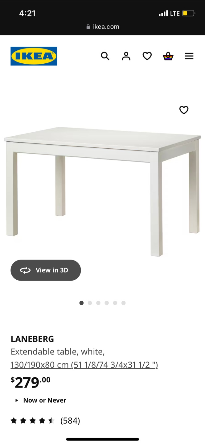 White Extendable Dining Table + 4 dining chairs