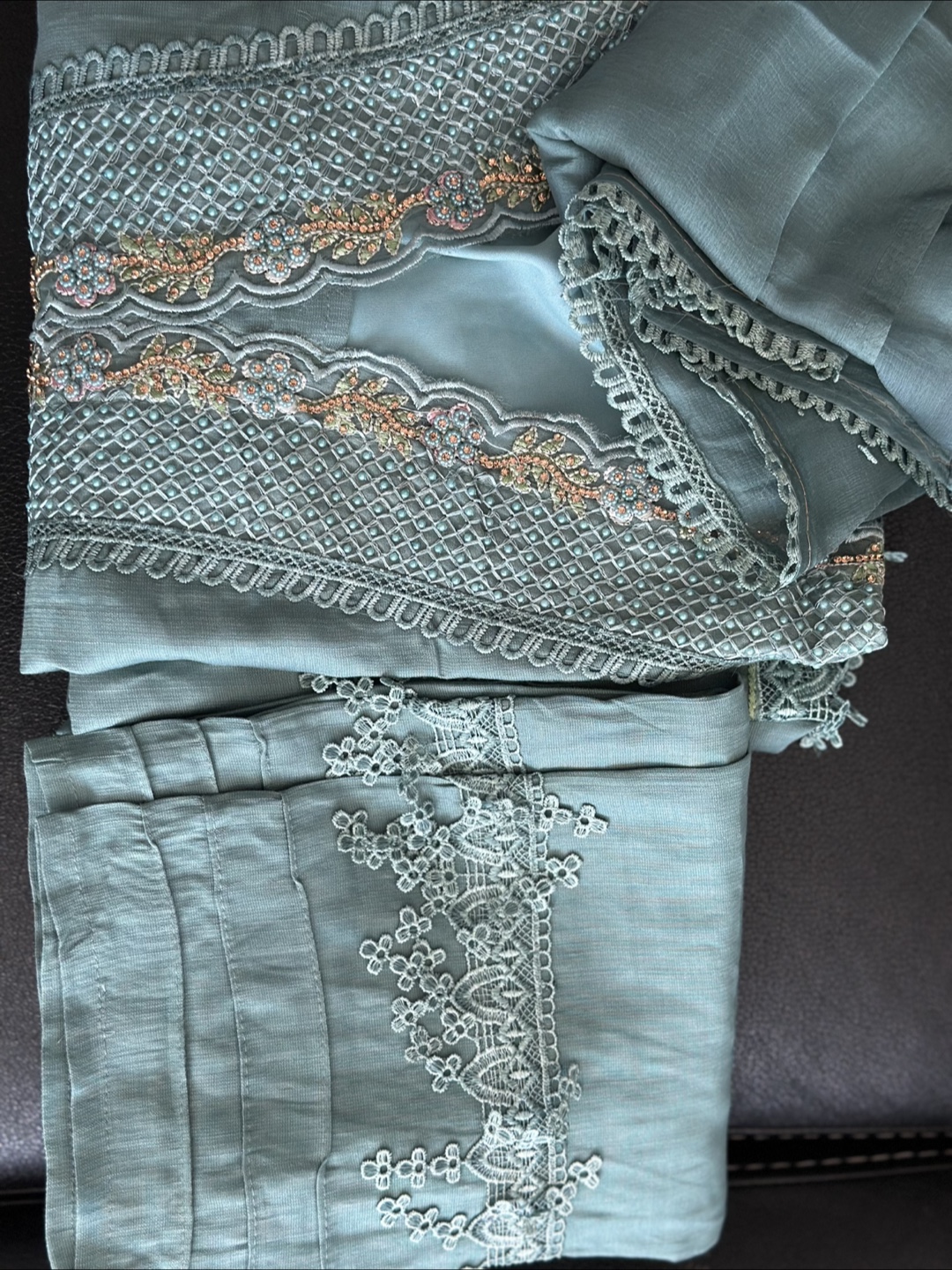 Embroidered three-piece set
