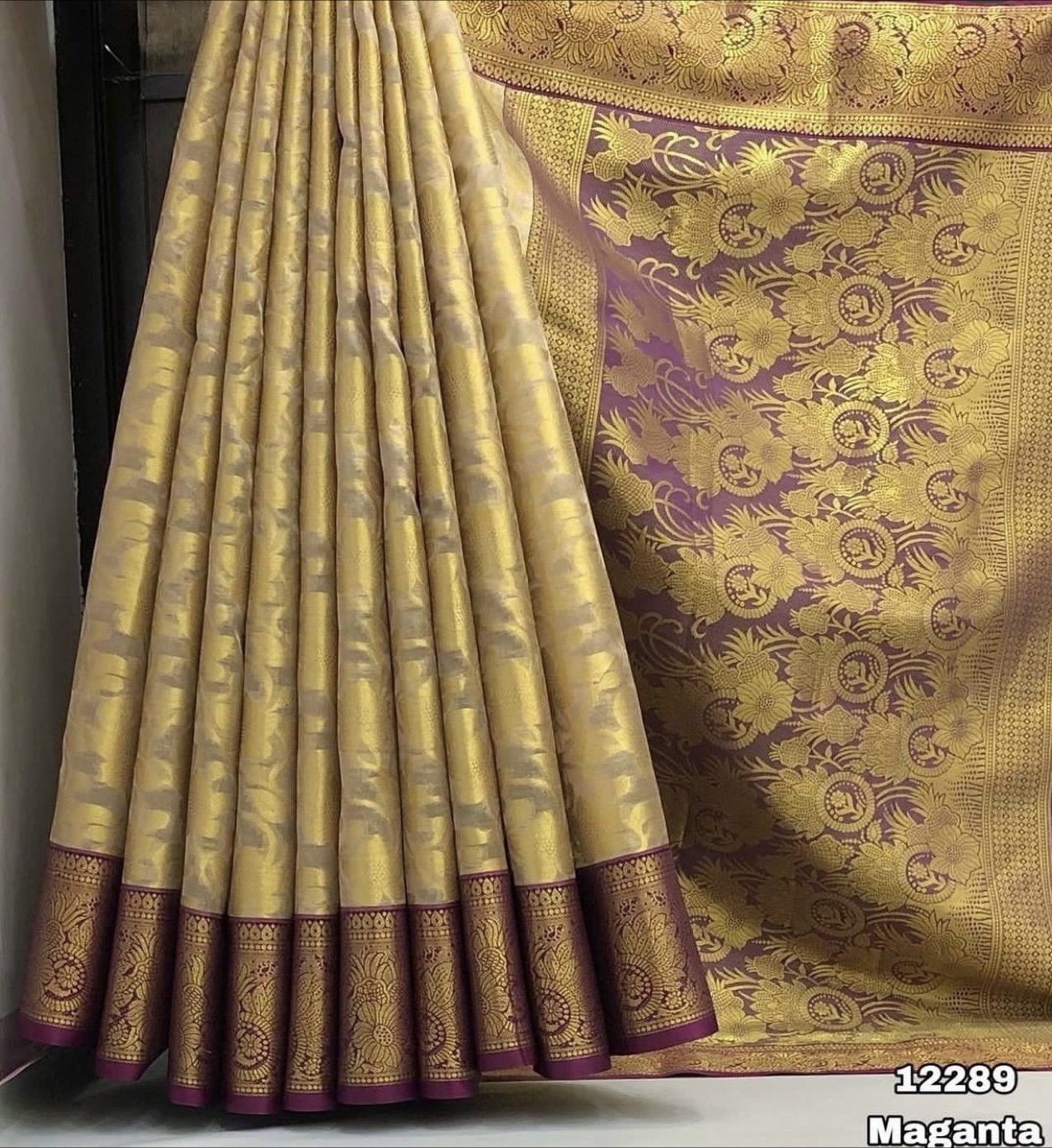 Elegant Yellow Saree with Purple Border