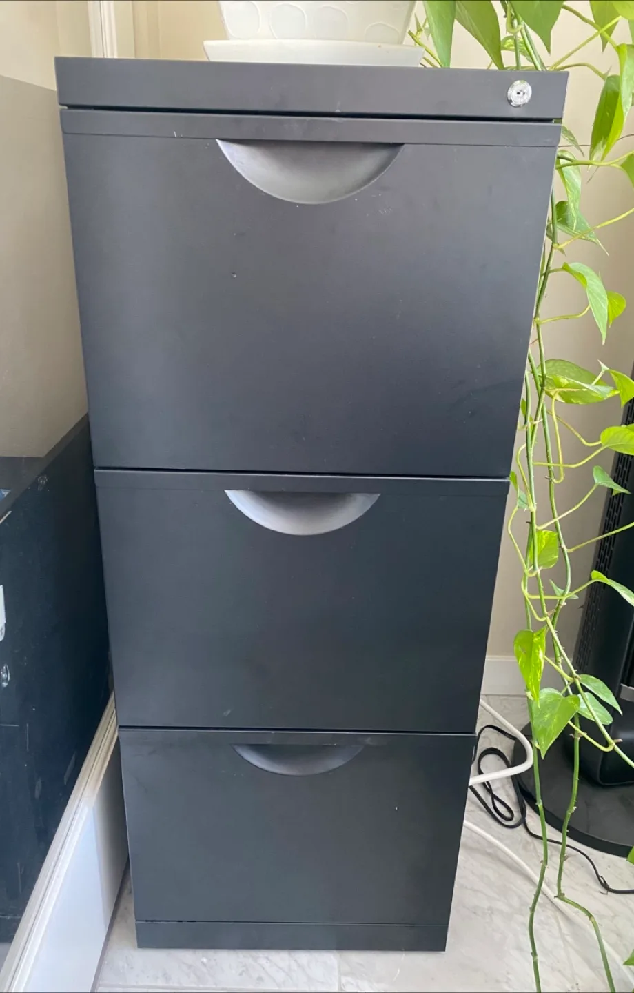Black Three-Drawer Filing Cabinet thumbnail