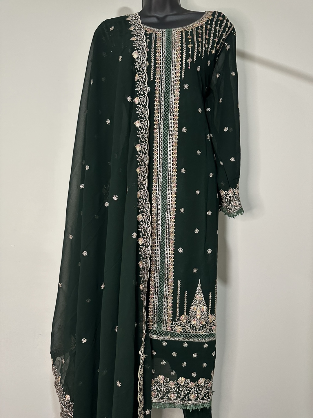Embroidered Dark Green Suit - photo 2