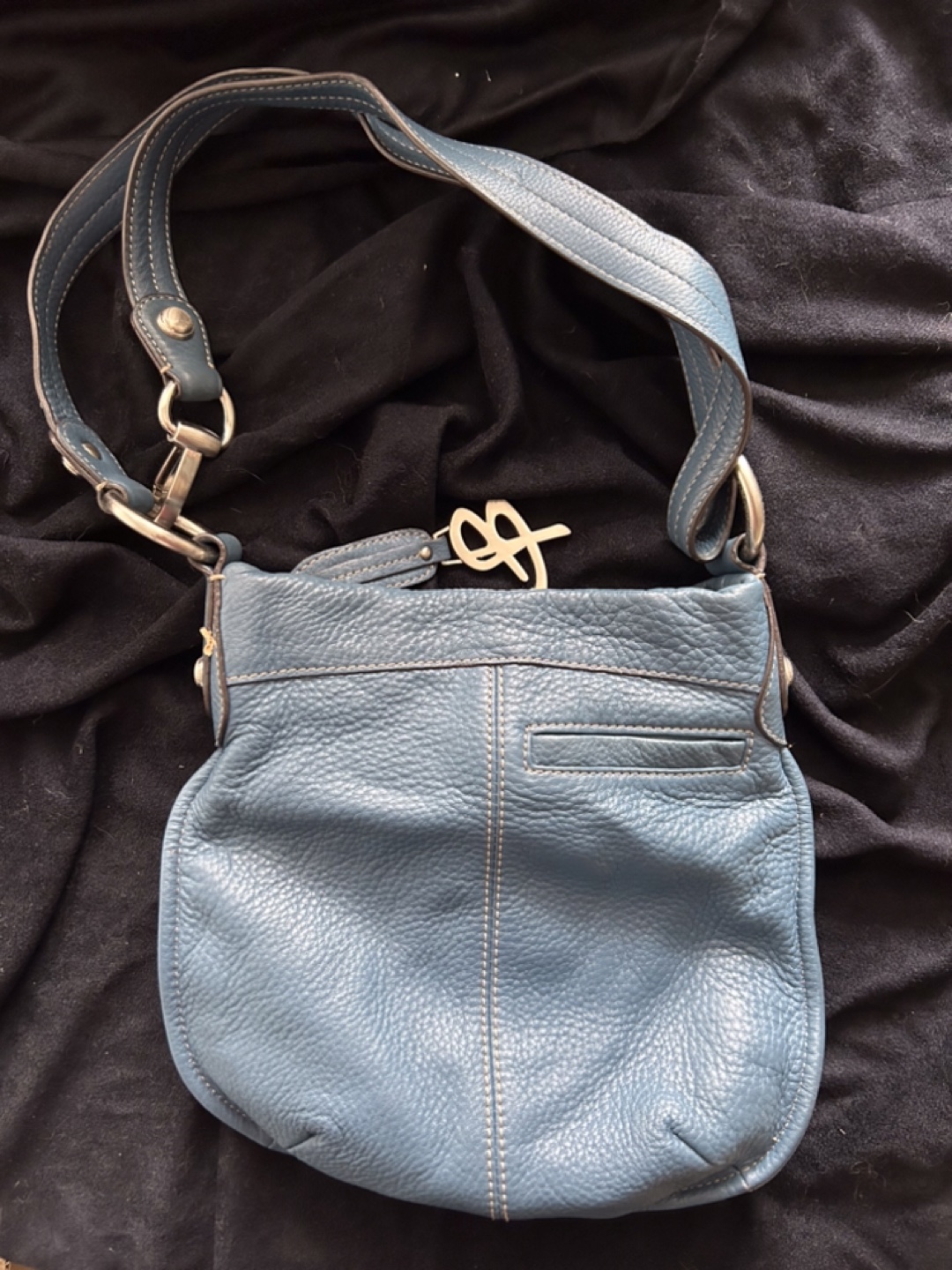 B. Makowsky Blue Leather Convertible Purse - photo 2