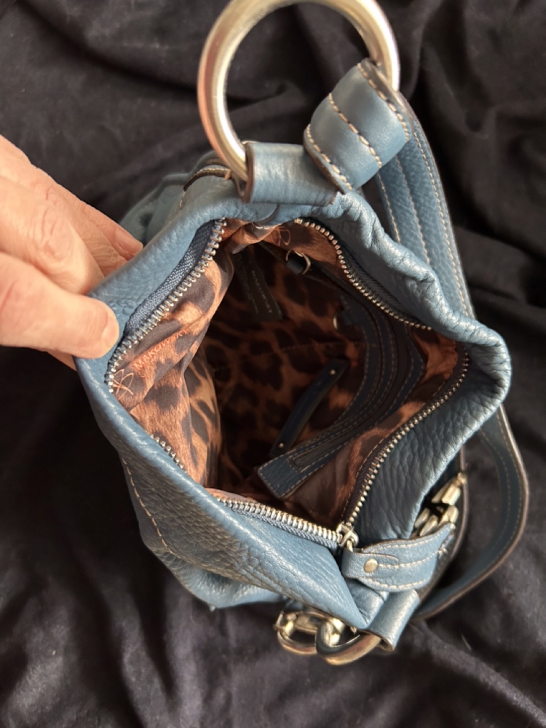 B. Makowsky Blue Leather Convertible Purse - photo 3
