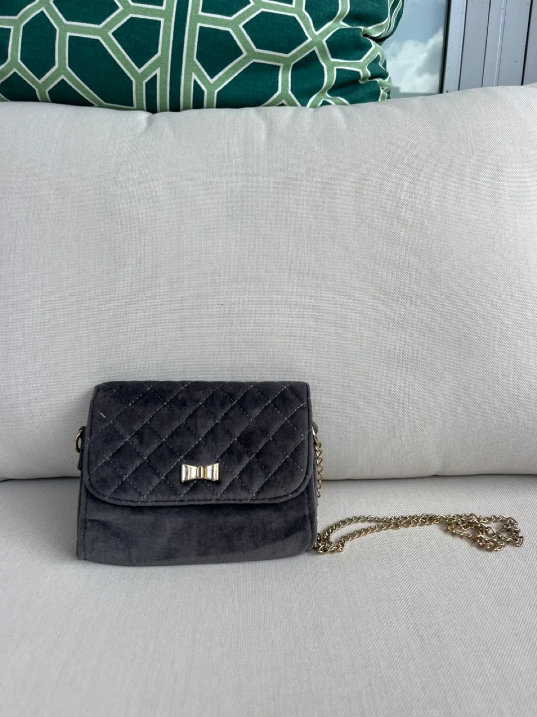 Grey Velvet Crossbody Bag thumbnail