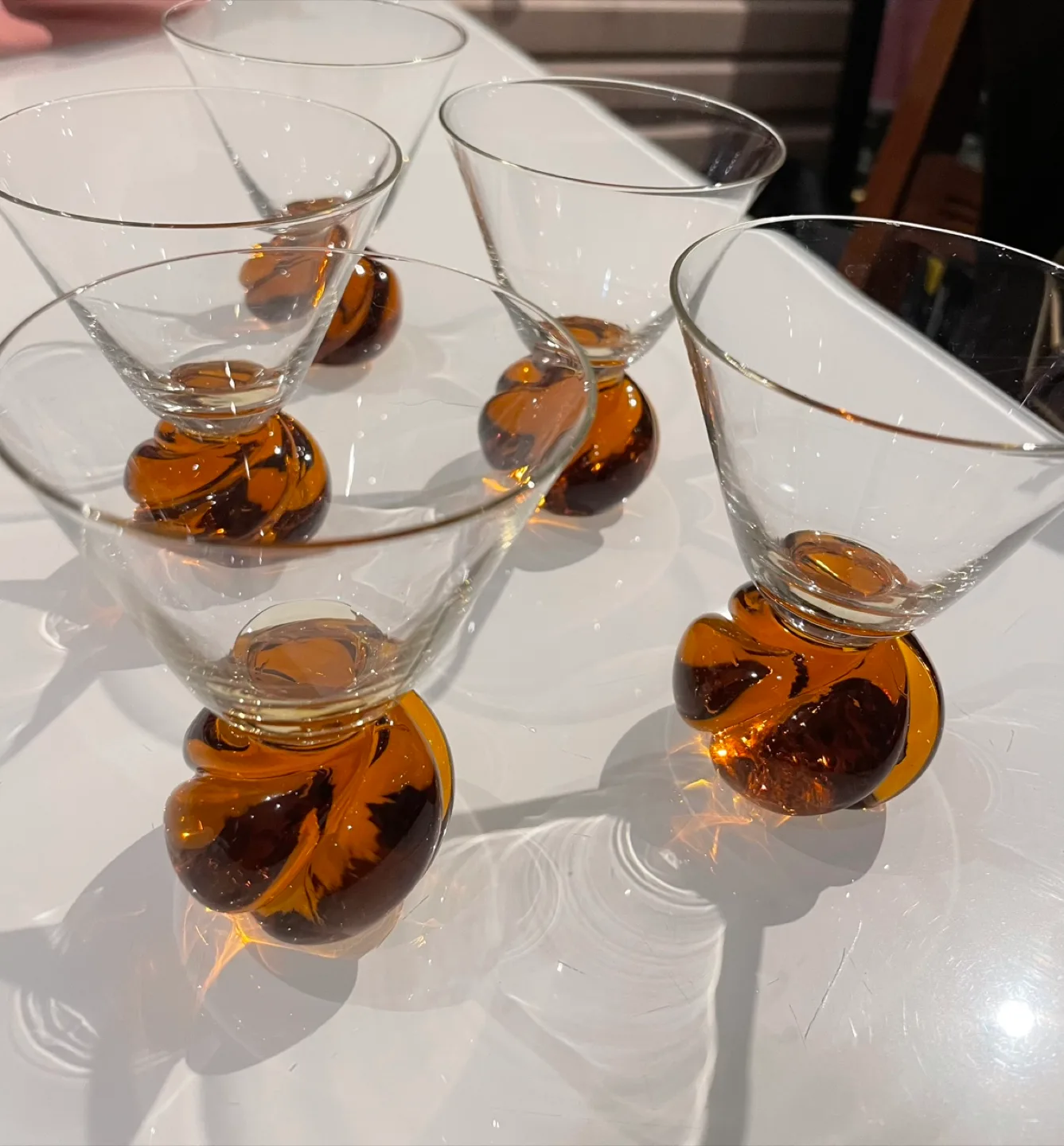 Set of 5 Elegant Vintage Crystal Martini Glasses image indicator(4)