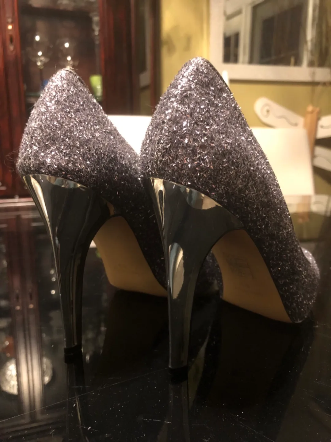 Shimmering Silver Evening Gown and Heels image indicator(6)