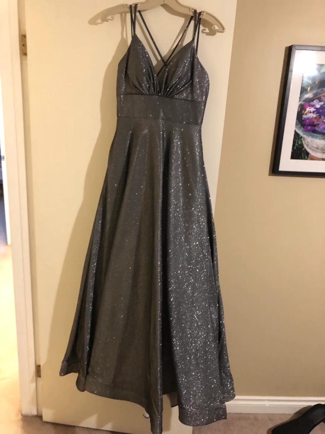 Shimmering Silver Evening Gown and Heels image indicator(3)