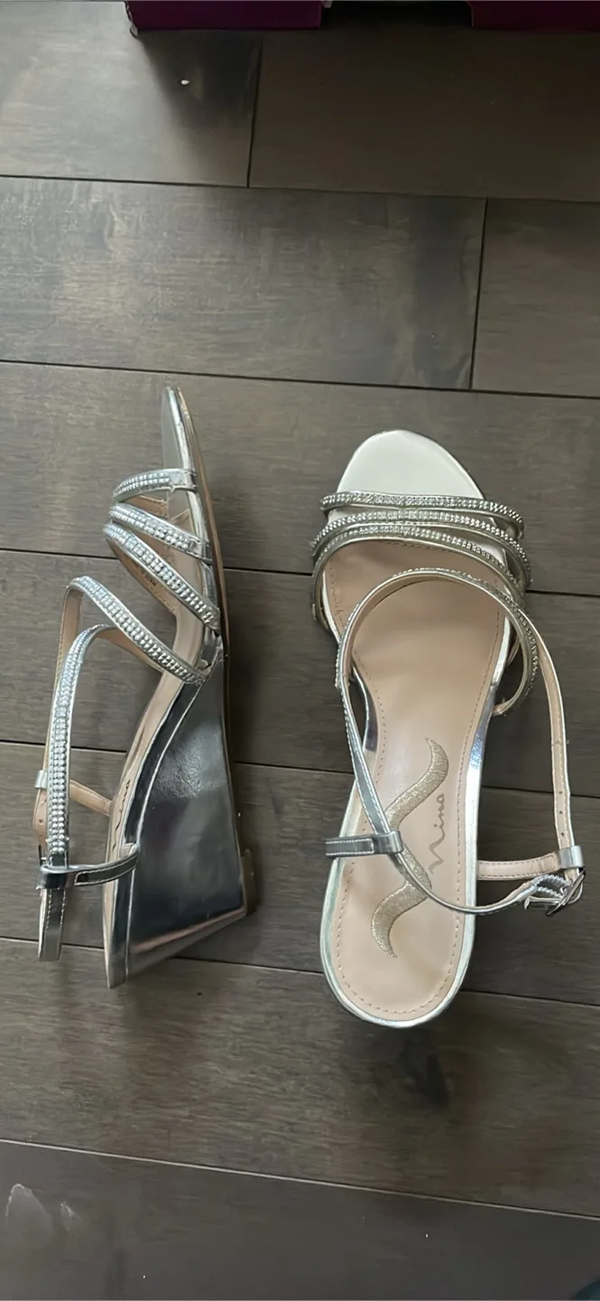 Nina Silver Wedge Heels thumbnail