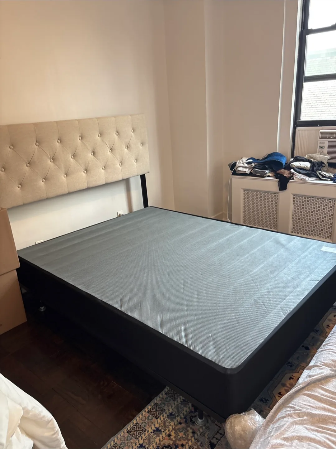 Queen Size Bed Frame, box/slats riser, and Headboard thumbnail