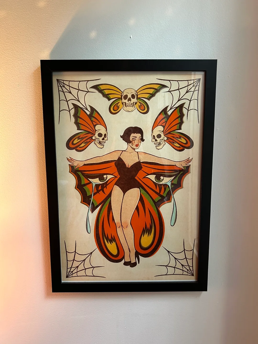 Framed Butterfly Traditional Tattoo art print thumbnail