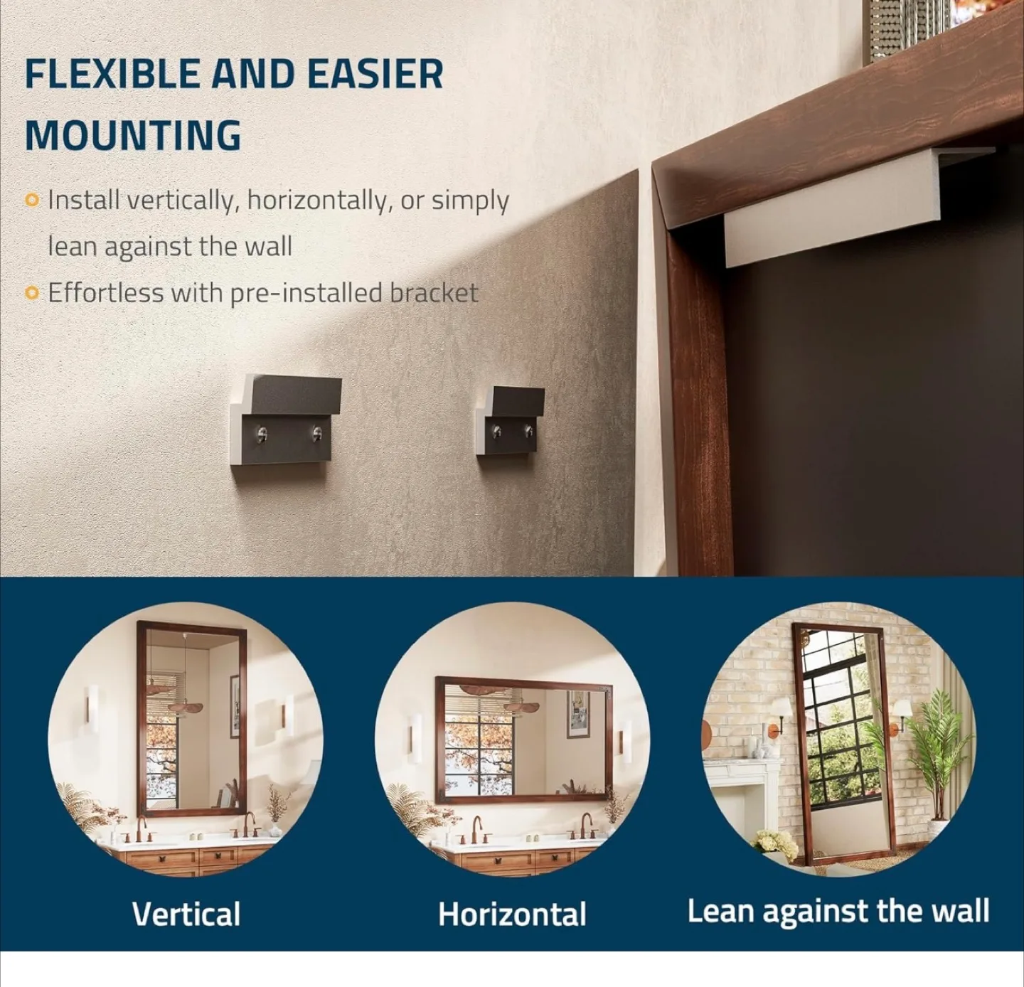 Brand New! High Quality Rustic Wood Wall Mirror 22x30” image indicator(2)