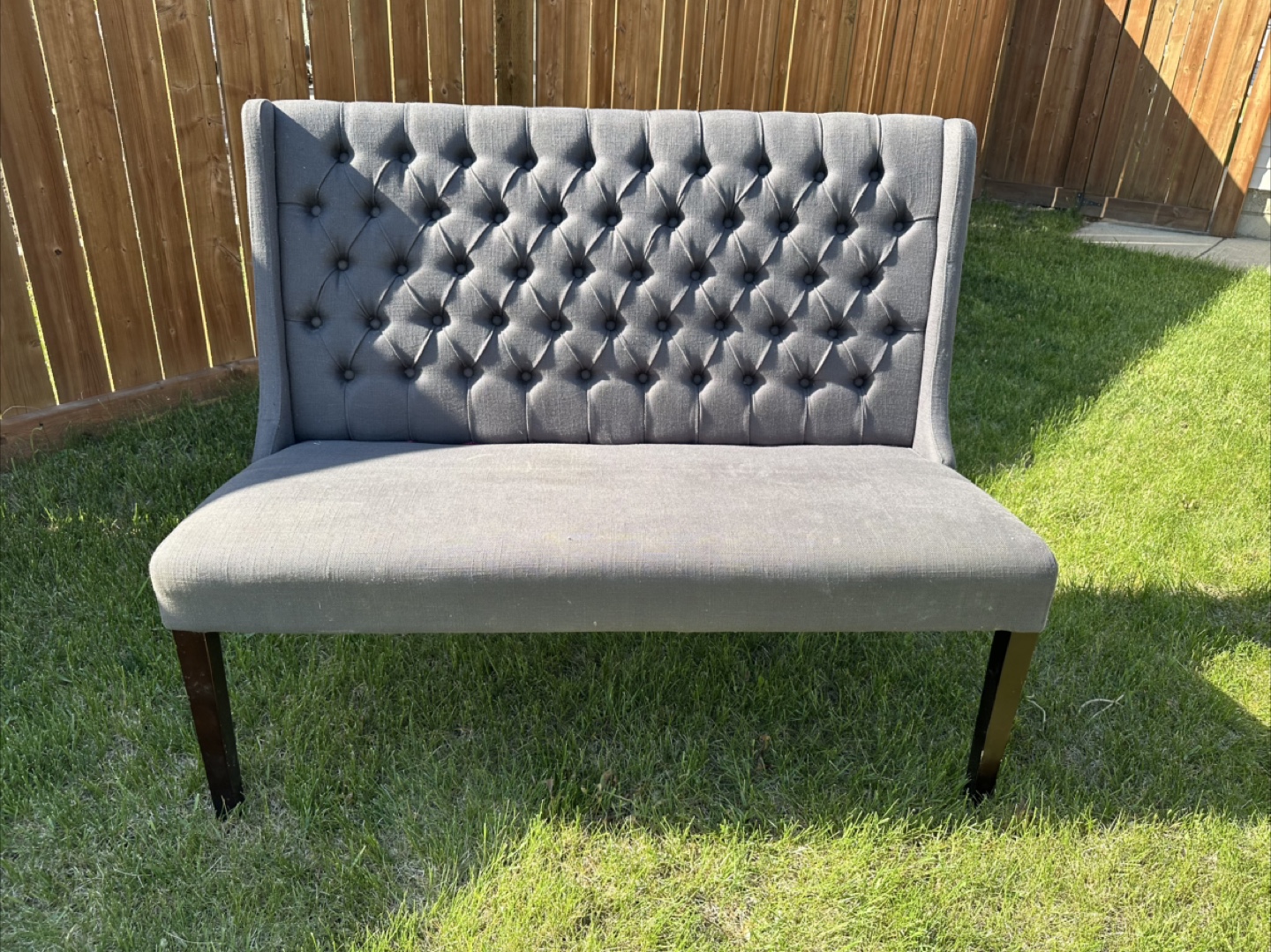 Grey Tufted Bench