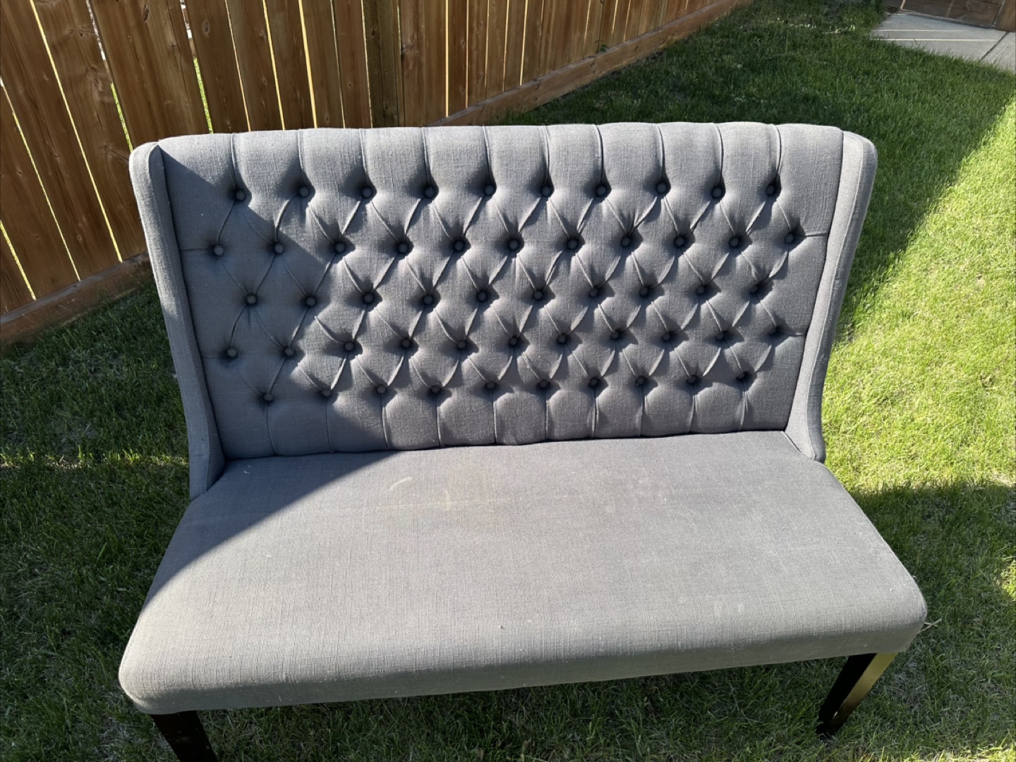 Grey Tufted Bench - photo 4