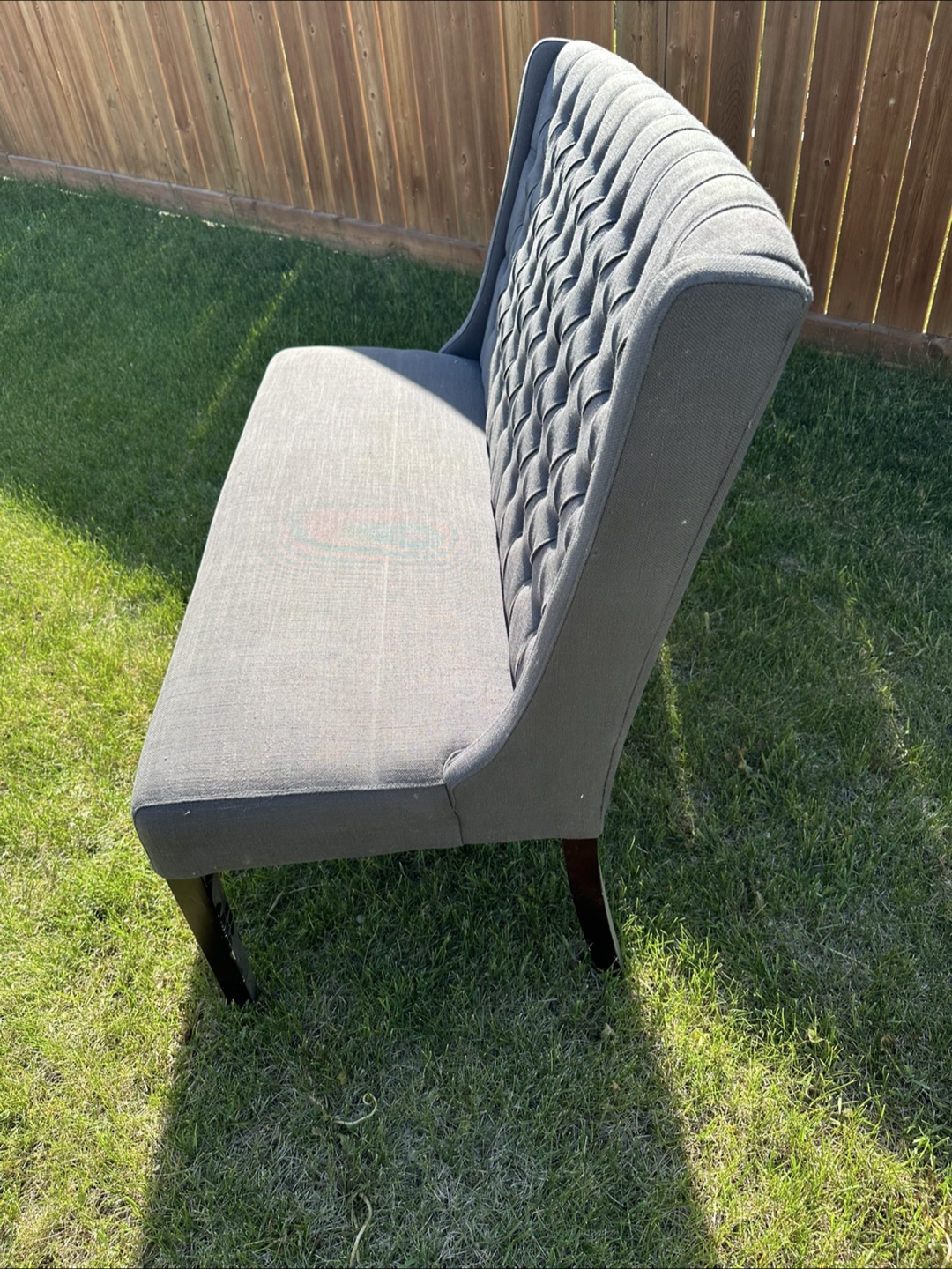 Grey Tufted Bench - photo 3