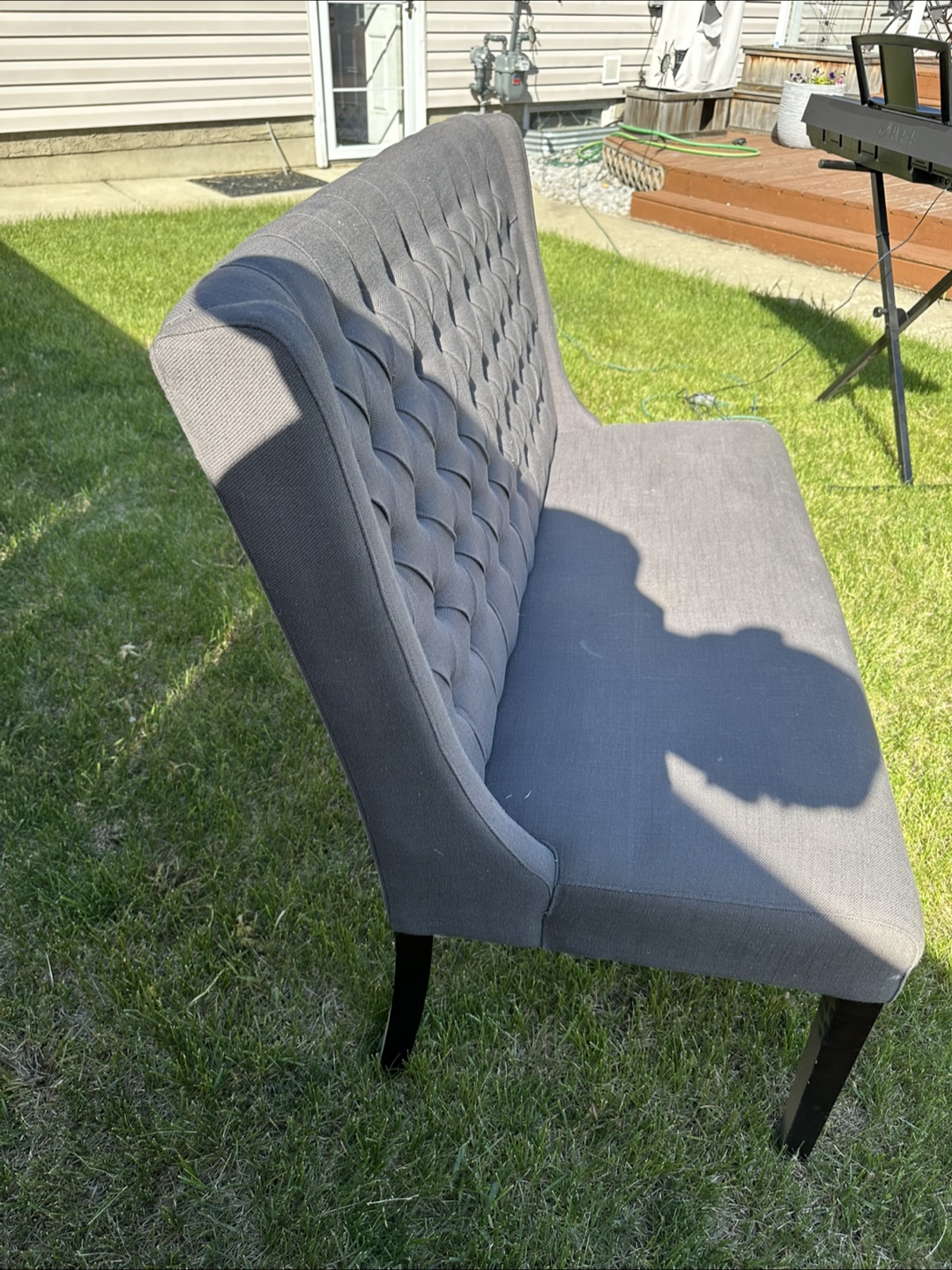 Grey Tufted Bench - photo 5