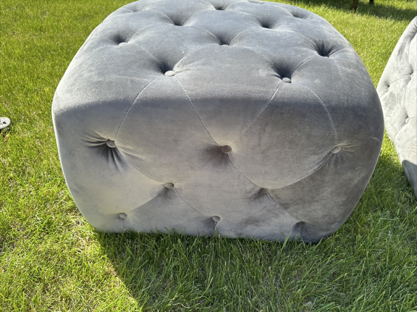 Gray Button-Tufted Ottomans - photo 2