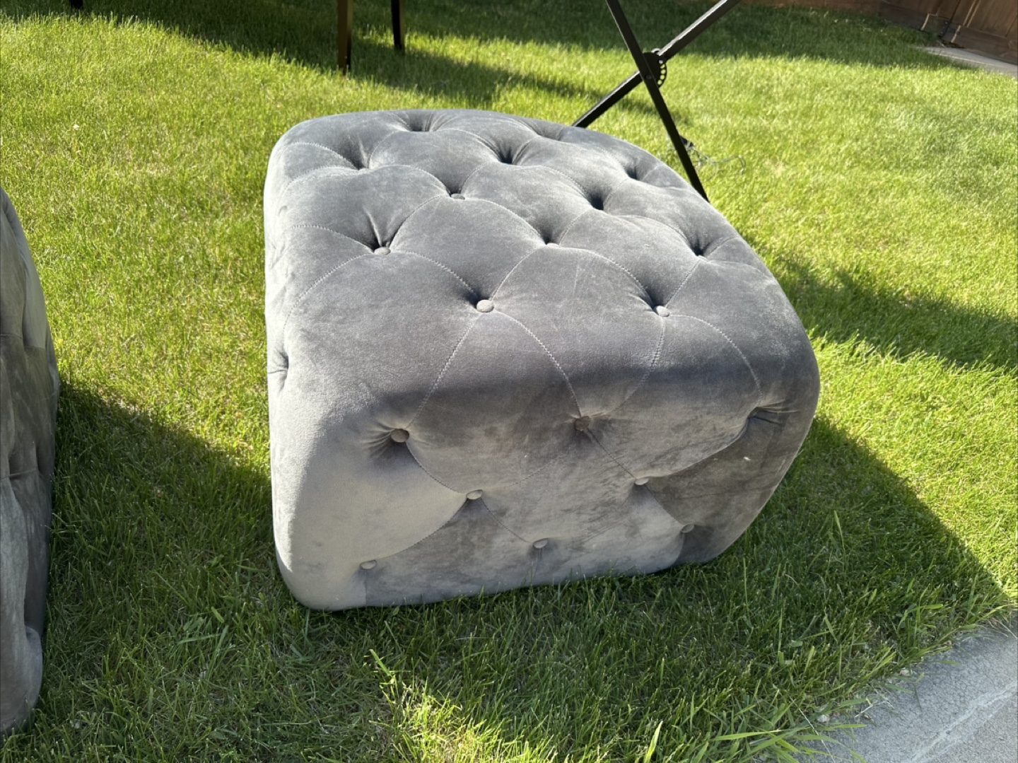 Gray Button-Tufted Ottomans